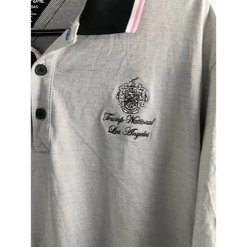 Adidas adiPure Mens XL Gray Trump National Los Angeles Golf Polo Shirt Short Slv